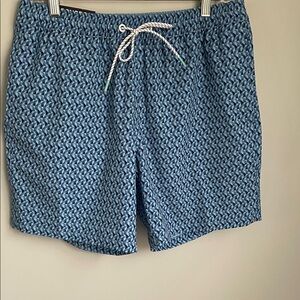 New Bonobos Blue Geometric Swim Shorts 7" Size Medium